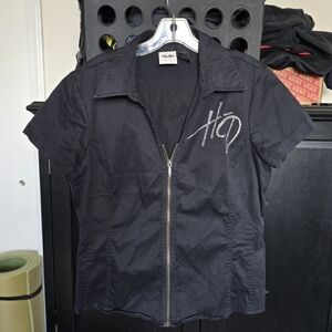 Harley Davidson's women's zip up bedazzled shirt. Size large. #harley